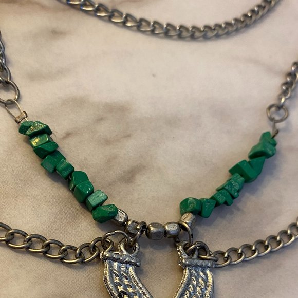 Handmade 3 Chain Boho Turquoise Necklace - Picture 2 of 2